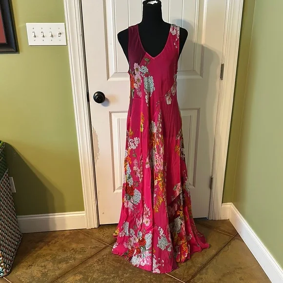 knee length dresses for ladies Johnny Was Eva Maxi Dress  Colorful Printed V-Neck Sleeveless Dress   AfterRetail